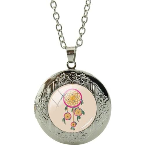 TAFREE Dreamcatcher Locket Necklace Handmade Wind Chimes Hanging Pendant Dream Catcher For Women Necklace Jewelry DH62