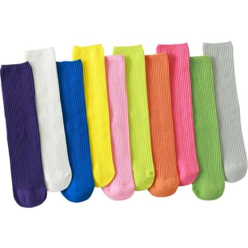 Double Needle Soft Baby Socks Cute Solid Color General Purpose Parent-child Heelless High Socks Breathable Deodorant Elastic