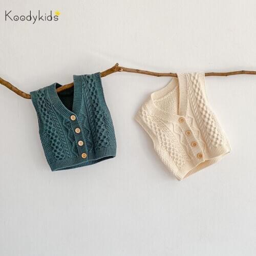 Koodykids 2021 Baby Girl Spring Knitted Sweater Vest Knitting Quality ClothesToddler Girls Boys Clothes Outfit Autumn Vintage