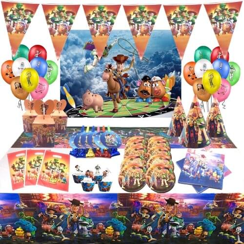 Toy Story Theme Disney Balloons Birthday Party Decoration Baby Shower Decoration Anniversaire Garcon Disposable Tableware Party