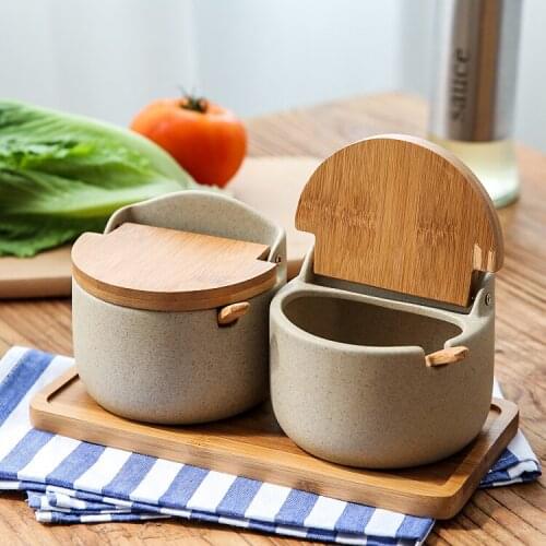 Japanese Creative Spice Jar Ceramic Salt Sugar Organizer Modern Container Spice Jar Canister Especiero Kitchen Storage DF50TW