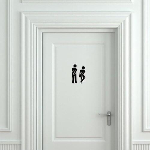 Funny Toilet Door Sign Wall Sticker Bathroom Sign Toilet Sign Door Wall Sticker Toilet Door Decal Vinyl Removable Stickers C441