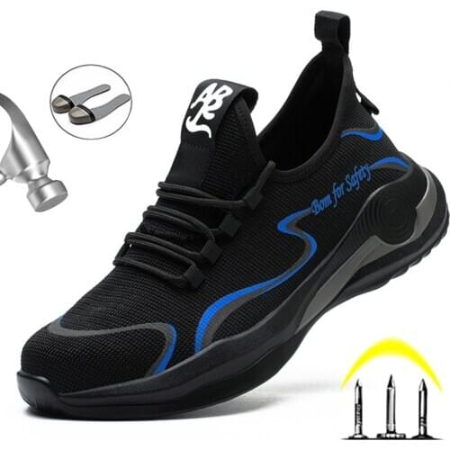 Safety Shoes For Men Safety Boots Work Boots Steel Toe Work Shoes Lightweight Mens Boots Puncture-Proof Work Sneakers Men Shoes