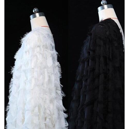 Jacquard Cut Flower Fabric Spring And Summer Breathable Peacock Eyes Fringed Chiffon Fabric For Wedding Dress