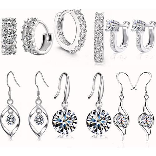 Sterling 925 Silver Earrings Natural Crystal Small Flower Hoop Earrings For Women Birthday Fashion Jewelry Gift