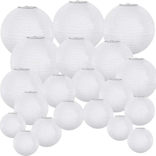 20 Pack Chinese Round White Paper Lantern,Paper Lanterns Hanging Lanterns Wedding Party Decorations