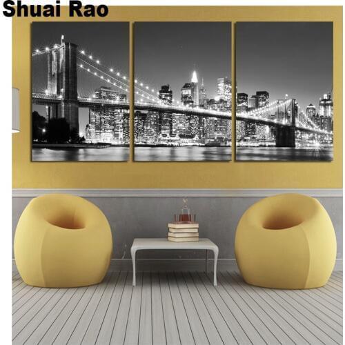 5d diy diamond painting New York Brooklyn bridge diamond embroidery cross stitch full round square drill black white 3d Pictures