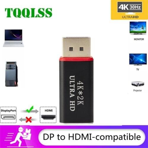 TQQLSS 4K DP to HDMI compatible converter adapter for PC laptops laptop monitor Displayport connector adapter male to female