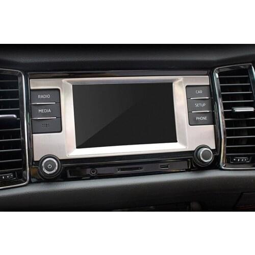 Auto Stainless Steel 6.5" Navigation Panel Frame Decorative Sequins Trim Stickers For Skoda Kodiaq 2017 Car Interior Accessories