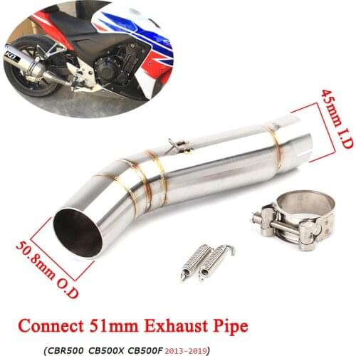 CBR500R CB500X CB500F Middle Link Pipe 51mm Motorcycle Silencer System for Honda CBR500 CB500X CB500F All years