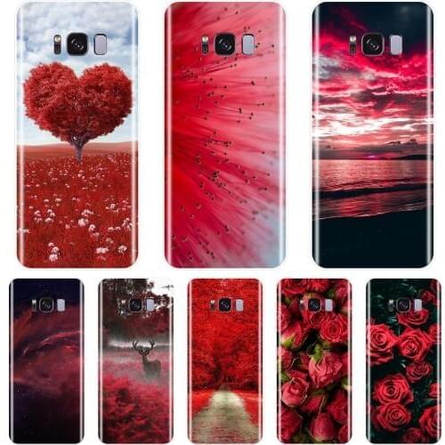 Soft Silicone Phone Case For Samsung Galaxy S5 S6 S7 Edge S8 S9 Plus Red Heart Rose Flower Back Cover For Samsung Note 4 5 8 9