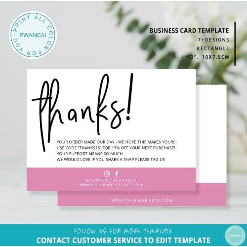 BUSINESS THANK YOU modern handlettered fuschia 50Pieces 4X3inch