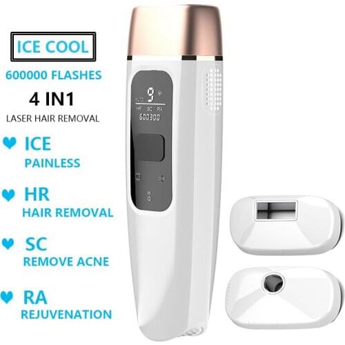 Painless 600000 Flash IPL Laser Hair Removal Epilator for Women ICE Cool Hair Remover Device for Body Legs Bikini Arm Armpits