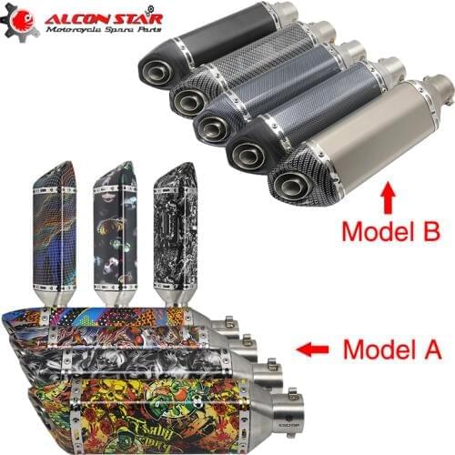 Alconstar- 51mm Motorcycle Exhaust AK Dirt Pit Bike Muffler Escape Modified GY6 Scooter Yoshimura Muffler R1 R3 MT07