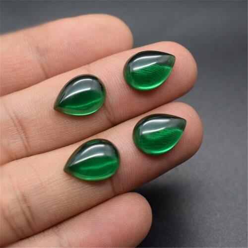 Emerald Pear Shaped Cabochon Smooth Polished Surface Teardrop Rich Green Emerald Gemstone Flat Back Multiple Size to Choose C60E
