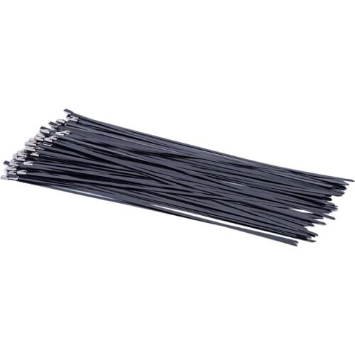Stainless Steel Cable Ties Locking Metal Zip-Exhaust Wrap Coated Multi-Purpose Locking Cable Ties 100pcs 4.6x100/150/200/400mm
