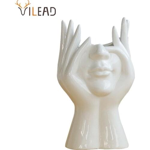 VILEAD Ceramic Vase Modern Nordic Style Personality and Creative Home Decor Living Room Dining Bar Counter Desktop Decorations