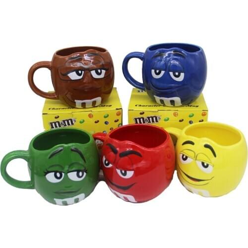 Cartoon M Chocolate Beans Mugs Ceramics Coffee Cup Large Capacity Drinkware funny Cute Expression Mark M&MS mugs coffee cups