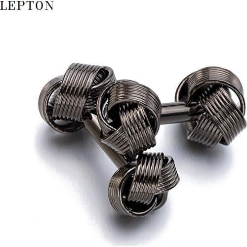 Hot sale Black Knot Cufflinks for men fashion metal knot design Cuff links Lepton top quality copper knots cufflink gemelos
