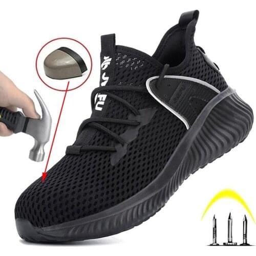 Mens Summer Tennis Safety Shoes, Anti-Smashing Wear-Resistant Steel-Soled Sports Shoes, Comfortable And Breathable Work Boots