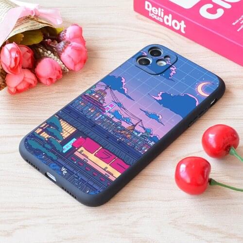 For iPhone Ramen Village Print Soft Matt Apple Case