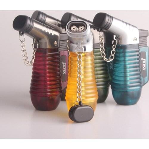 Unusual Butane Gas Lighters Cigarette Lighter Kitchen Cooking Turbo Two Torch Lighter Cigar Smoking Accessories Gas Visible