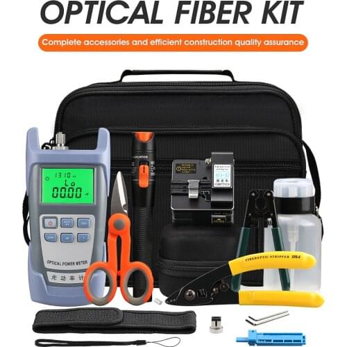 FTTH fiber optic tool kit AUA-S2 Fiber Cleaver Optical Power Meter 10mw Visual Fault Locator with Stripping Pliers