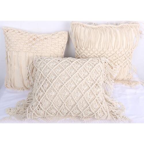 Cushion Covers Cotton Linen Macrame Hand-woven Tassel Thread Pillow Covers Geometry Bohemia Style Pillowcase Home Deco