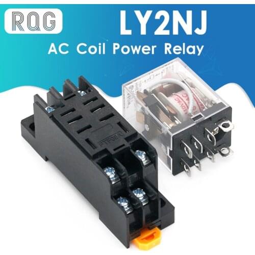10Pcs 12V 24V DC 110V 220V AC Coil Power Relay LY2NJ DPDT 8 Pin HH62P JQX-13F With Socket Base OK
