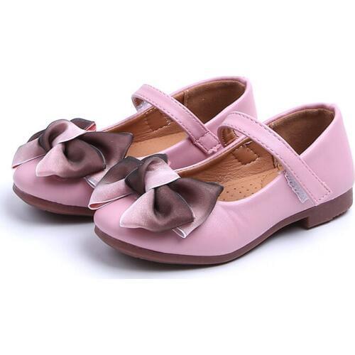 Breathable Shoes Girls Leather Pink 2019 Spring Summer Girls Bowknot Sandals Princess Kids Barefoot Children Party Shoes