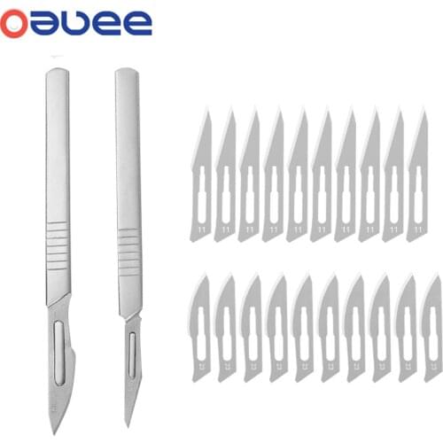 Oauee 10 pc Carbon Steel Surgical Scalpel Blades + Handle Scalpel DIY Cutting Tool PCB Repair Animal Surgical Knife Dropshiping