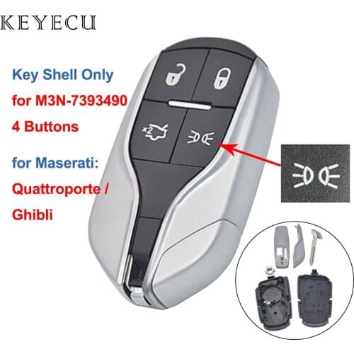 Keyecu 4 Button Smart Car Remote Key Shell Case Light Button for Maserati Ghibli 2014 2015 Quattroporte 2012-2015 M3N-7393490