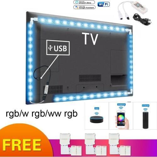 RGB RGBW USB led strip WIFI TV Light Computer Screen Back Bias Tape Light 5V 5050 LED TV Back Lighting Alexa Google Home Smart