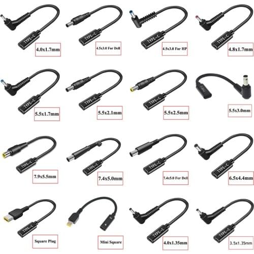 USB 3.1 Type C USB C Laptop Charger Power Adapter Converter USB Type C Female to 4.0*1.35 5.5*2.5 4.5*3.0 4.0*1.7mm Dc Plug Jack