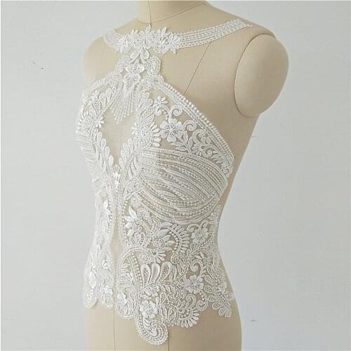 Bead embroidered decal high-end custom wedding dress luxury lace patch DIY accessories