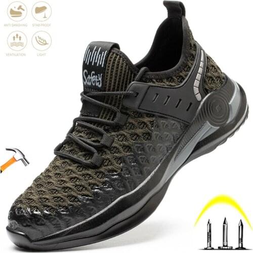 Safety Shoes Mens Indestructible Steel Toe Cap Non-slip Work Boot Anti-puncture Anti-smashing Breathable Comfort Outdoor Sneake