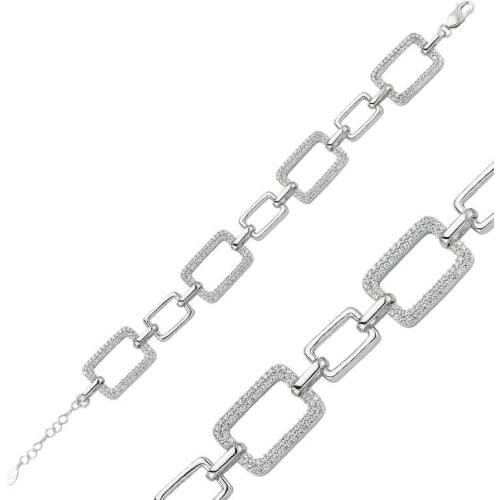 Silver Square Cubic Zirconia Women Bracelet
