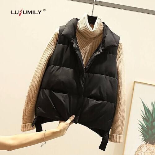 Lusumily Winter Waistcoat Women Casual Cotton Sleeveless Coat Female Warm Sleeveless Jackets For Cold Weather Girl Snow Vest