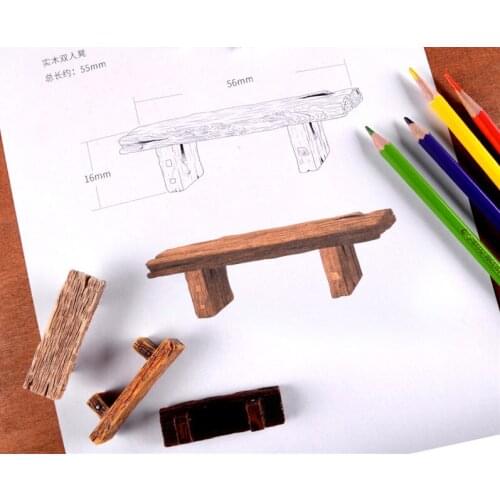 1 pcs Long Wood Bench Miniature Figurine Fairy Garden Accessories Doll House Decoration Cartoon Animal Models Plastic Girl Toy