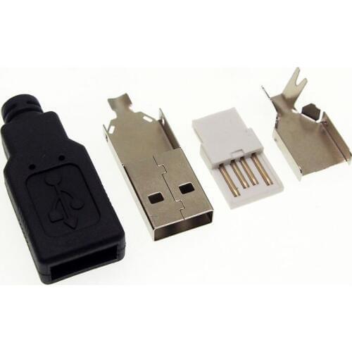 100set 3 in 1 USB-A male plug with protective cover Soldering wire 2.0 usb connector