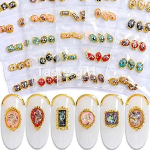 18PCS mix design 3D shell fragments glitter nail art decorations rhinestones charms jewelry alloy nails accessories gems stones
