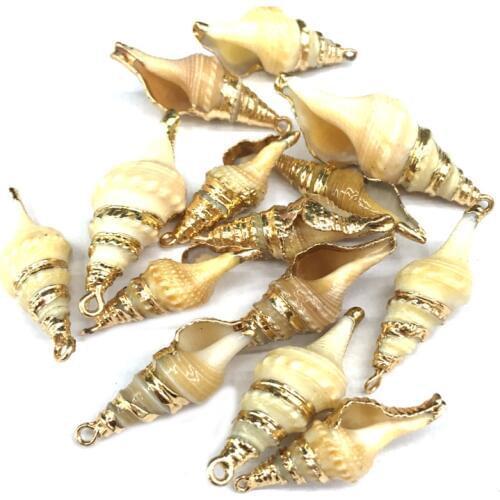 5pcs Natural Conch Shell Pendants Charms For DIY Necklace Seashell Crafts Handmade Accessories Home Beach Decor