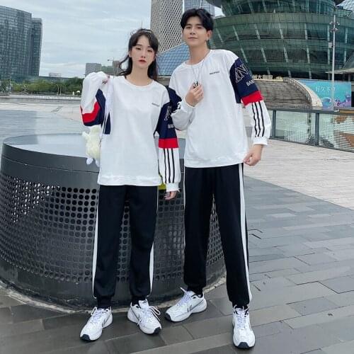 【 5509】Lovers spring 2021 Korean version spliced class clothes couples clothes couples clothing