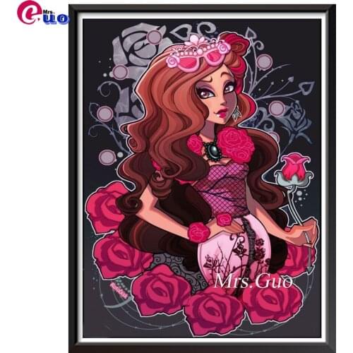 5D DIY Diamond Painting Cartoon Girl Cross Stitch Kit Full Diamond Embroidery Mosaic Art Picture Rhinestone Pretty Rose Girl