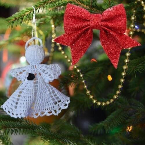 2021 New Red Large Christmas Bow Wreath Xmas Tree Embellishment Bow Tie for Wedding Festival New Year DIY Decorations Party Gift