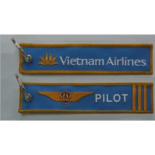 Vietnam Airlines Logo Pilot 3 Bars Aviation Embroidery Keychain