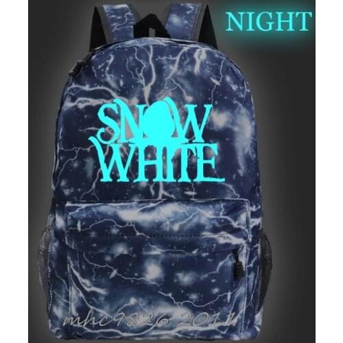 Disney Canvas Princess Backpack Luminous Glowing Snow White Schoolbag Laptop Bag for Teens Students birthday gift