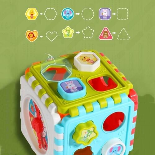Baby Activity Cube, Shape Sorter Blocks Baby Toy 18 Months and Up, Music Learning Toys for Toddlers Infant , Early Educational