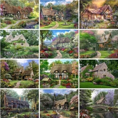 EverShine Diamond Painting House Cross Stitch Diamond Embroidery Landscape Bead Picture Kits Wall Decor Handmade Hobby Gift