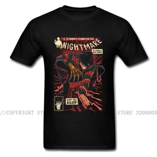 Nightmare T-shirt Horror T Shirt Men Anime Tshirt Killer Tops Halloween Cosplay Tees Cotton Black Clothes Goth Streetwear